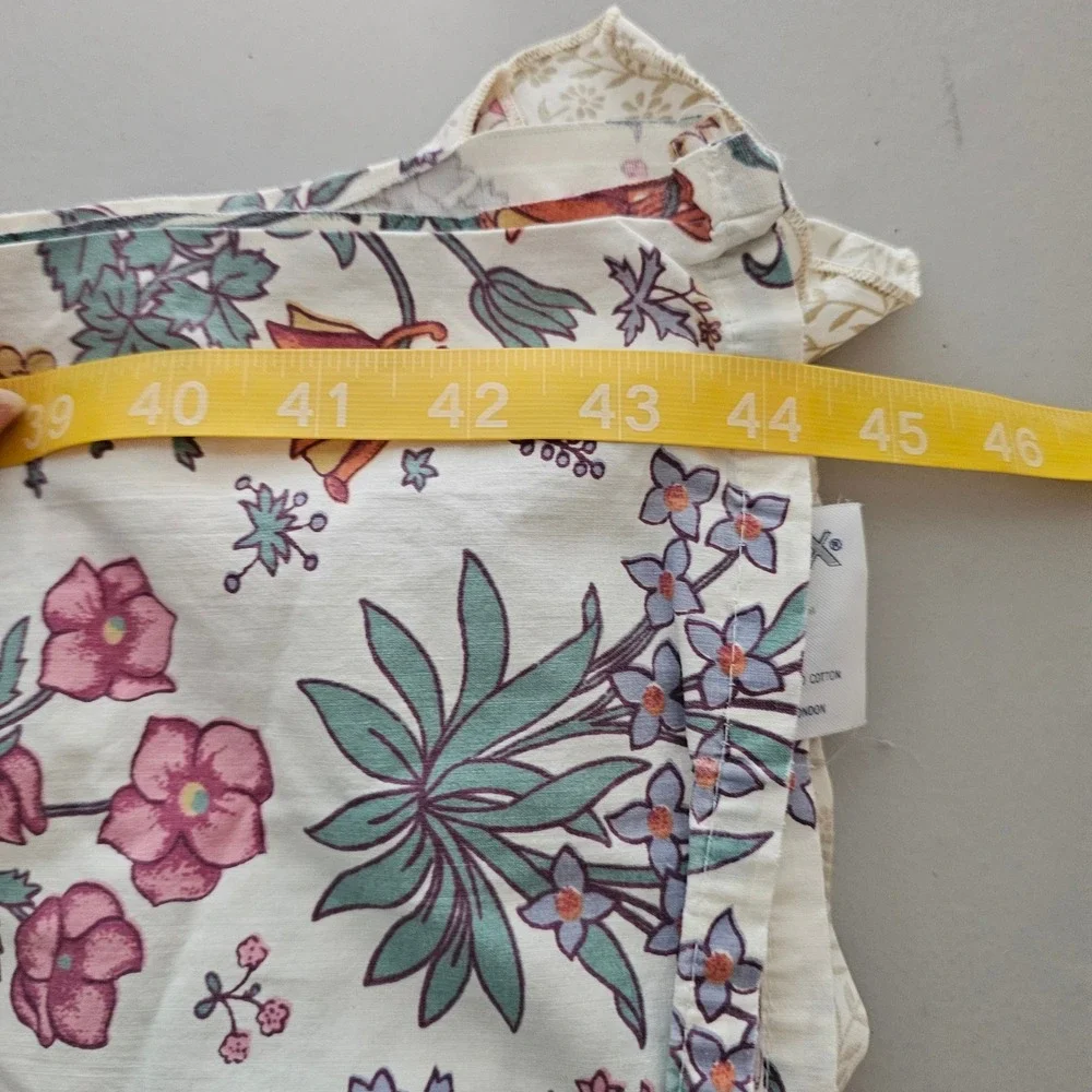 Vintage Liberty London Martex Flat Sheet Full Cream Floral Lace Ruffle Cottage